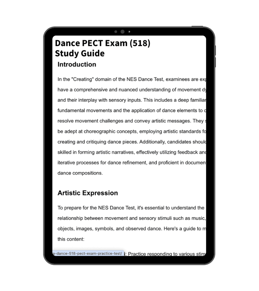 Dance PECT 518 Exam Study Guide