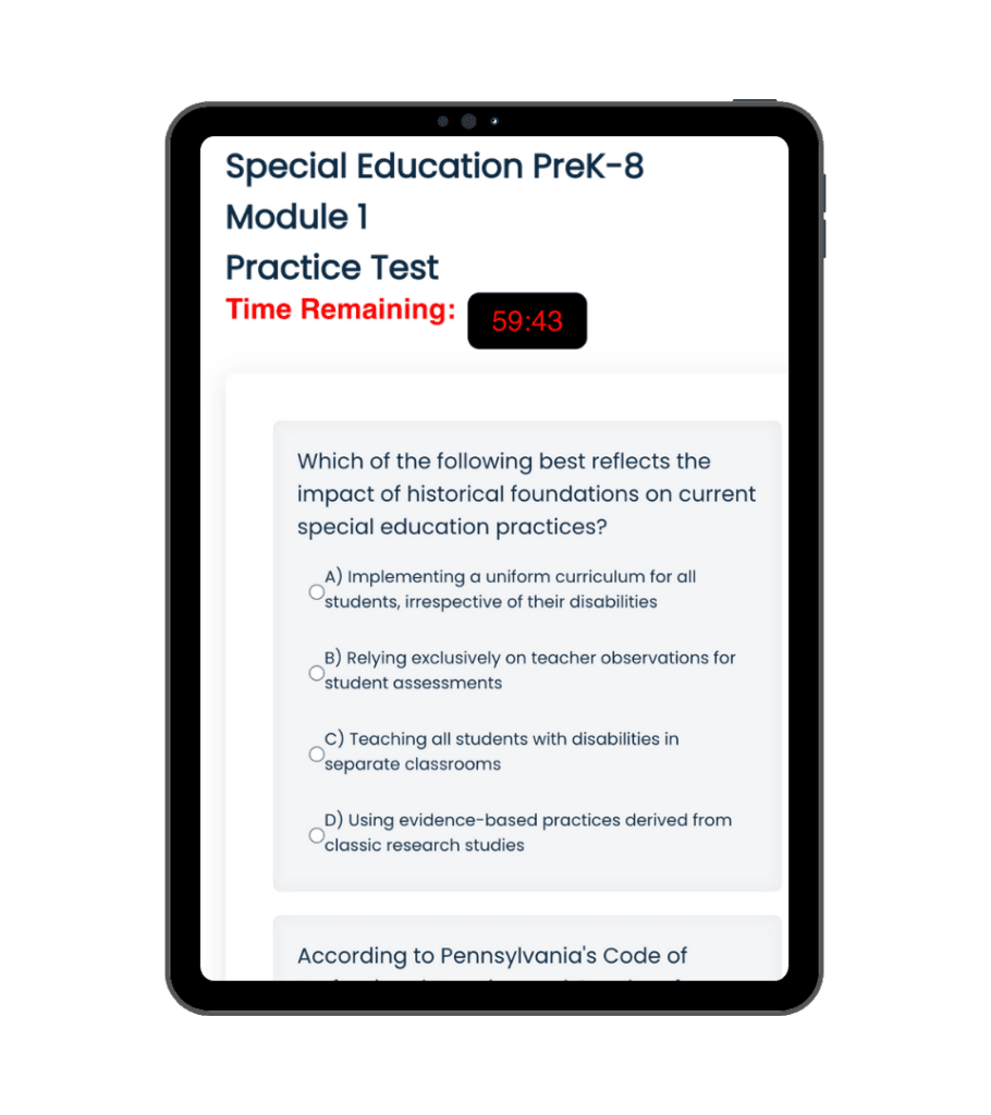 Special Education PreK-8 Module 1 PECT Exam Practice Test