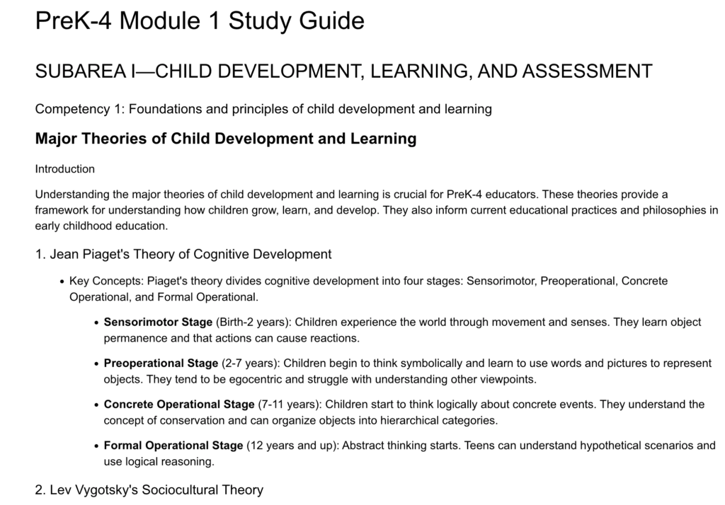 PreK-4 PECT Exam Module 1 Study Guide