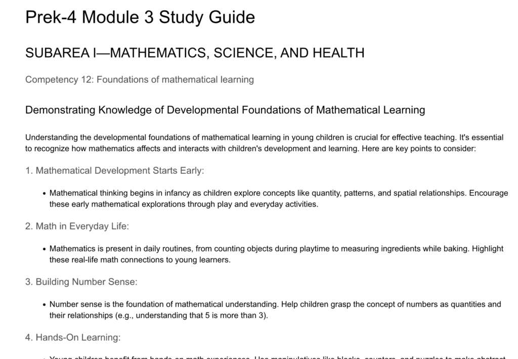 PreK-4 PECT Exam Module 3 Study Guide